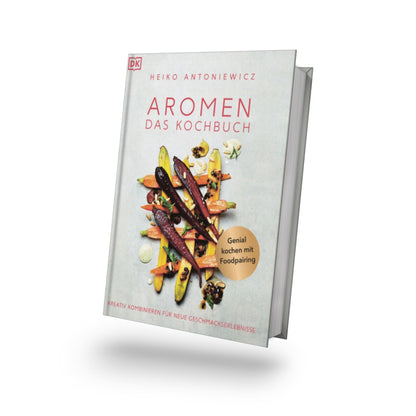 Aromen - Das Kochbuch mit buntem Gemüse auf dem Cover.