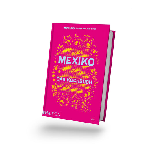 Mexiko Das Kochbuch mit leuchtend pinkem Einband und dem Text mexikanische Streetfood Rezepte vorne.