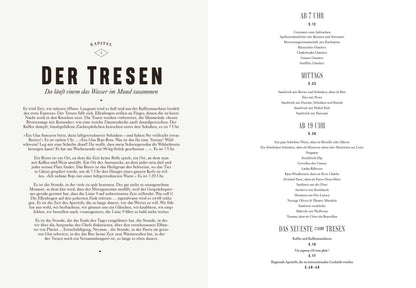 Deutsche Speisekarte mit Geschenkset Bistro, Bistro und französischen Spezialitäten, Preise sichtbar.