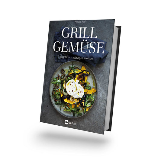 Das Grillgemüse Kochbuch mit dem Titel Gemüse grillen und vegetarische Grillrezepte auf dem Cover.