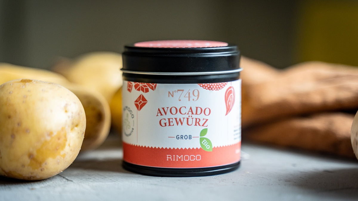 Rimoco Avocado-Gewürz Nr. 749, grobe Gewürzmischung für Avocado. Bio-Produkt.
