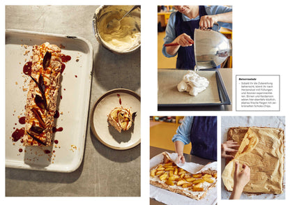 Ansichten von oben und von der Seite beim Zubereiten von Gebäck aus der Ottolenghi Test Kitchen.