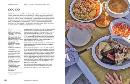 Geschenkset Die spanische Landküche mit abgebildetem Cocido-Rezept von José Pizarro auf einem Tisch.