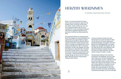 Eine weiße Steintreppe führt zu einer griechischen Kirche.