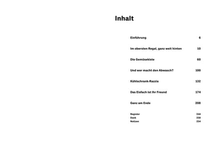 Inhaltsverzeichnis auf Deutsch mit Seitenzahlen aus Ottolenghi Test Kitchen: Liebe im Regal.